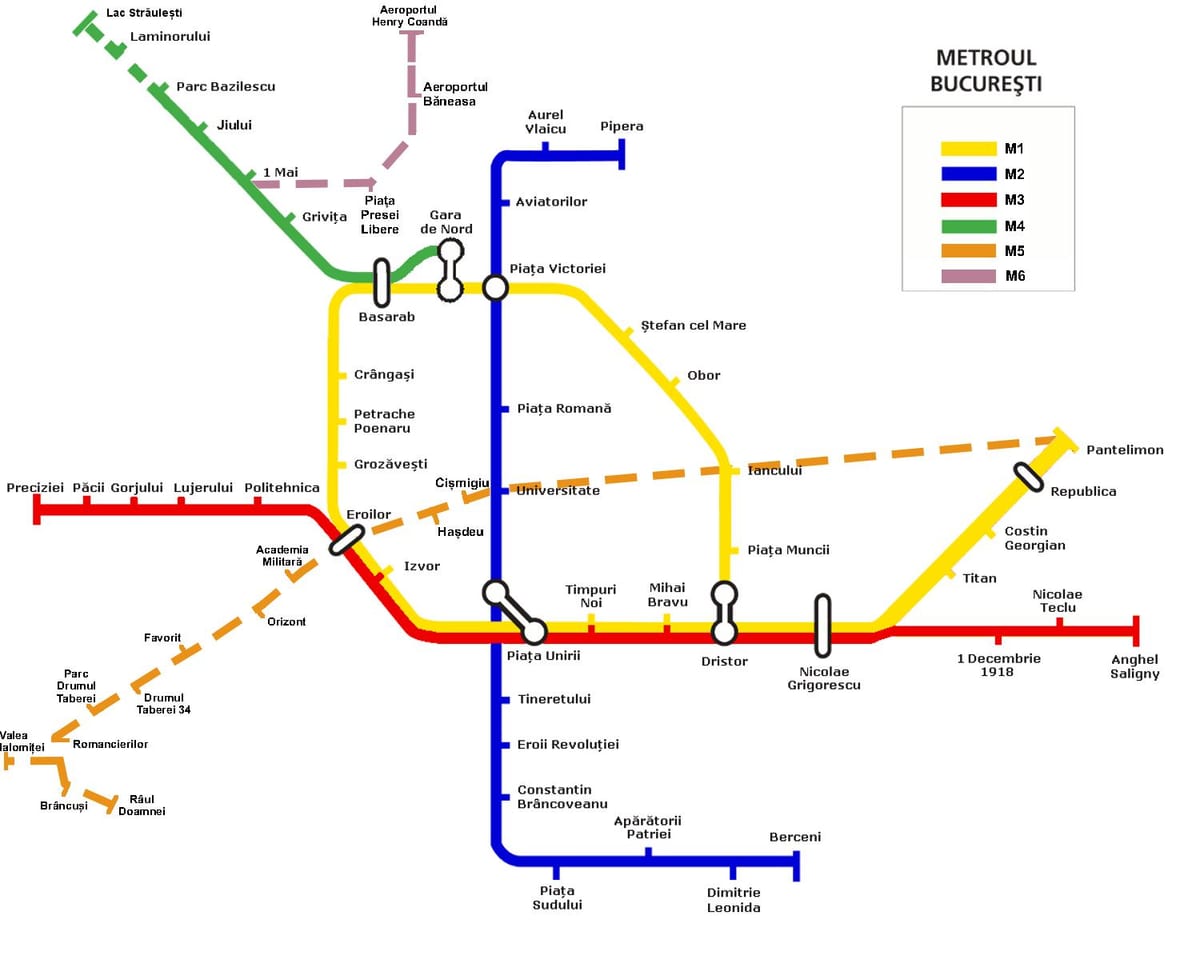 metro xəritəsi Buxarest, Rumıniya